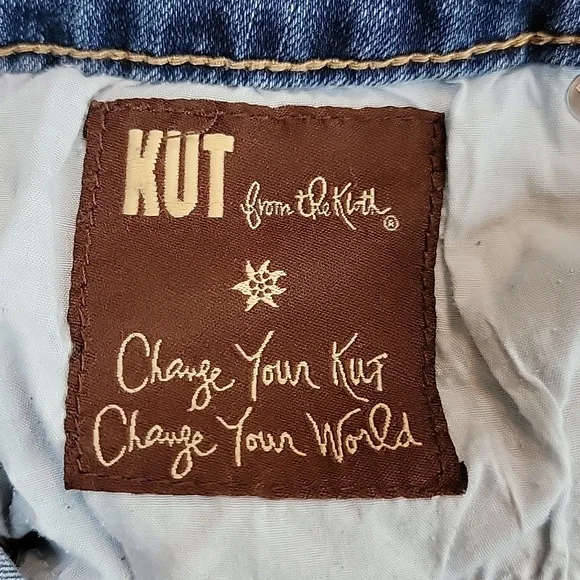 Kut from the Kloth Distressed BARDOT Crop Skinny Boyfriend Jeans Size 4 EUC - Picture 7 of 16